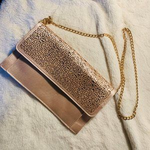 Betsey Johnson Rose Gold Beaded Clutch
